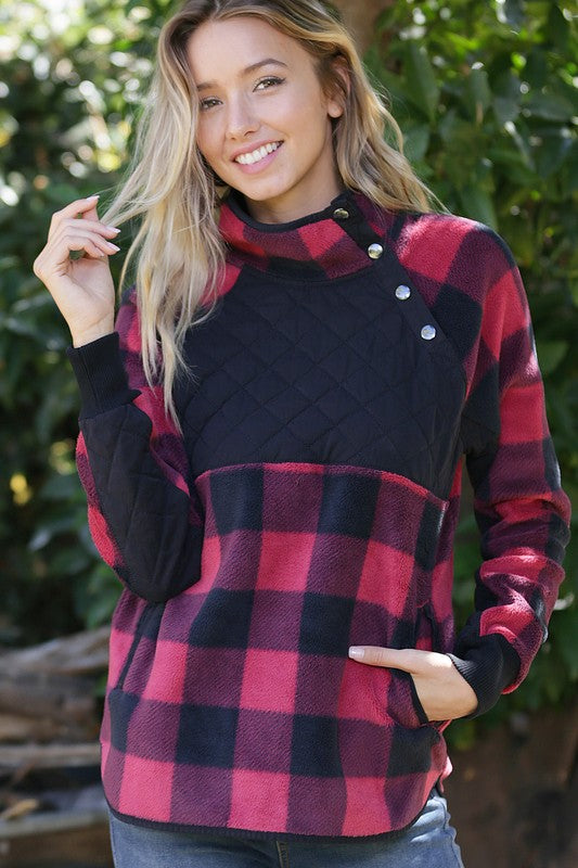 Buffalo check sherpa sales pullover